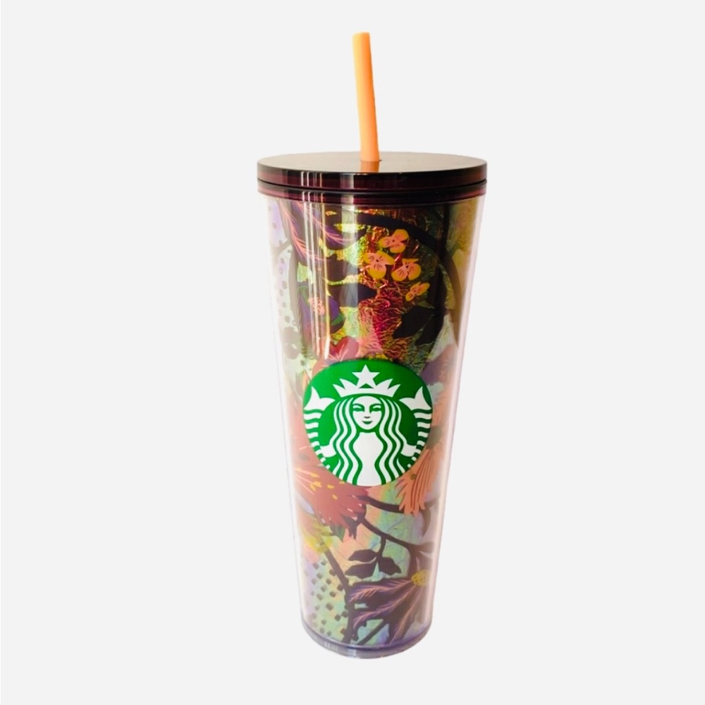 Starbucks Floral Iridescent Foil Venti Tumbler Cup 24oz NEW